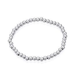 201 Stainless Steel Round Beaded Stretch Bracelet for Men Women