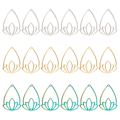 18шт 3 цвета 304 подвески из нержавеющей стали, слезинка с цветком