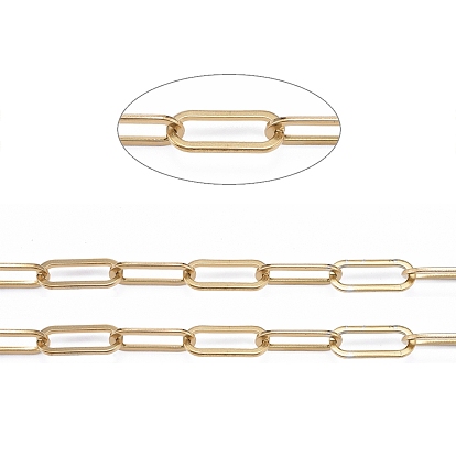 304 Stainless Steel Paperclip Chains, Drawn Elongated Cable Chains, Unwelded, with Spool