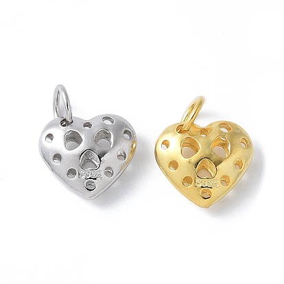 925 стерлинговое серебро 3d полые сердечки-подвески, с перемычками и 925 штампом