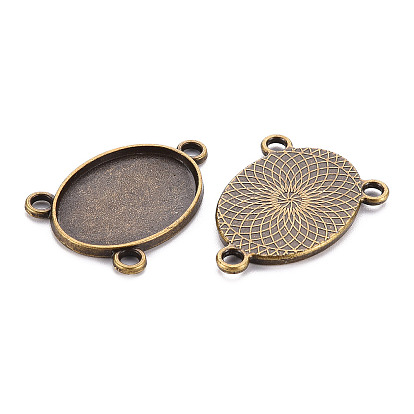Tibetan Style Alloy Cabochon Connector Settings, Cadmium Free & Nickel Free & Lead Free, Oval