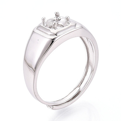 Позолоченное родием 925 помолвочное кольцо-солитер из стерлингового серебра, регулируемые настройки зубчатого кольца