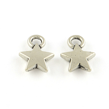 Encantos estrella de aleación de estilo tibetano, sin plomo y cadmio, 12x9x2 mm, Agujero: 2 mm, sobre 1810 unidades / 1000 g