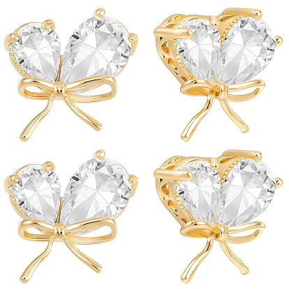 10 шт. латунных подвесок с микропаве из прозрачных кубических цирконий в форме капли, бабочки прелести