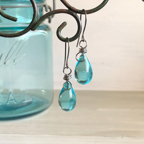 Resin & Alloy Dangle Earrings, Platinum