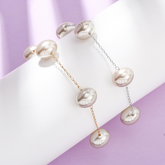 Браслеты из акриловых бусин с искусственным жемчугом, 304 Браслеты из нержавеющей стали с панцирной цепью для женщин