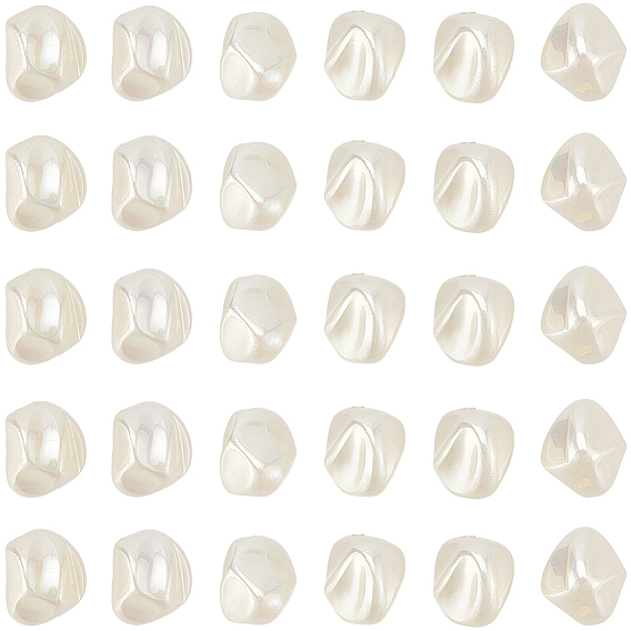 30шт. окрашенные распылением бусины из АБС-пластика, имитации жемчуга, nuggest, окрашенные, с покрытием AB цвета