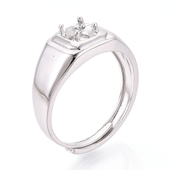 Позолоченное родием 925 помолвочное кольцо-солитер из стерлингового серебра, регулируемые настройки зубчатого кольца