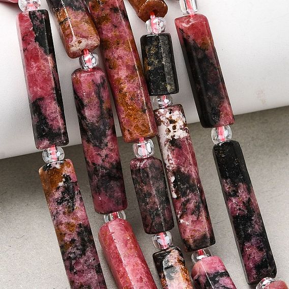 Природные родонит бисер нитей, колонка, с бисером