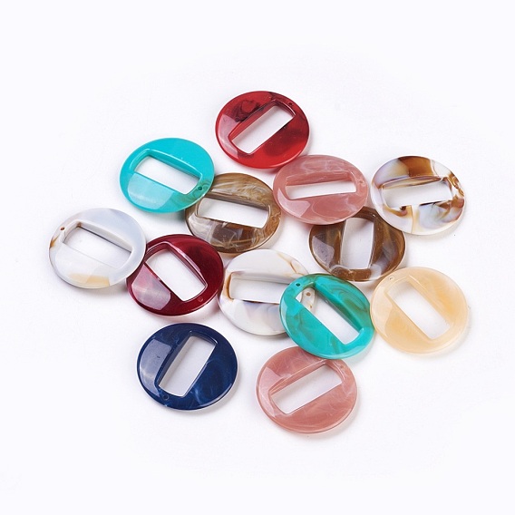 Acrylic Pendants, Imitation Gemstone Style, Flat Round