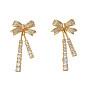 Brass Micro Pave Clear Cubic Zirconia Pendants, Nickel Free, Bowknot