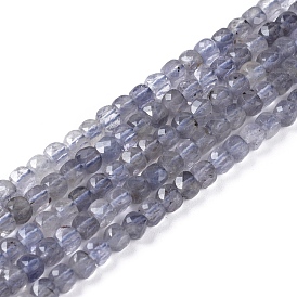 Natural Iolite/Cordierite/Dichroite Beads Strands, Faceted, Cube