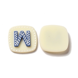 Acrylic Cabochons, Square with Letter W