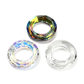Electroplate Glass Linking Rings, Crystal Cosmic Ring, Prism Ring, Faceted, Round Ring