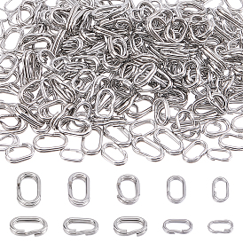 250 pièces 5 styles 304 anneaux brisés ovales de pêche en acier inoxydable, anneau double de connexion d'appât