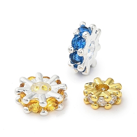 Латунные микро проложить кубического циркония бусы, колесо, настоящее 18k позолоченное/925 посеребренное