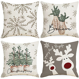 Christmas Snowflake Pillow Cover Fawn Print Home Cushion Cover Sofa Pillow