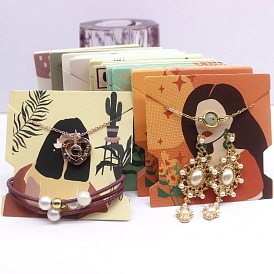 50 tarjetas de presentación de joyas de papel para mujer para collares, Aretes, almacenamiento de lazos para el cabello, Rectángulo