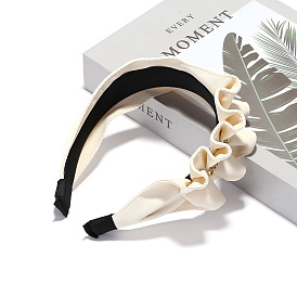 Elegant Wide Headband with Pleats and Embroidered Letters for High Fashion Look