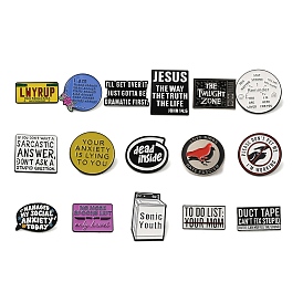 Alloy Brooches, Enamel Pin, for Backpack Clothes, Word