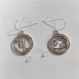 Brass Micro Pave Cubic Zirconia Dangle Earring, with Sterling Silver Findings