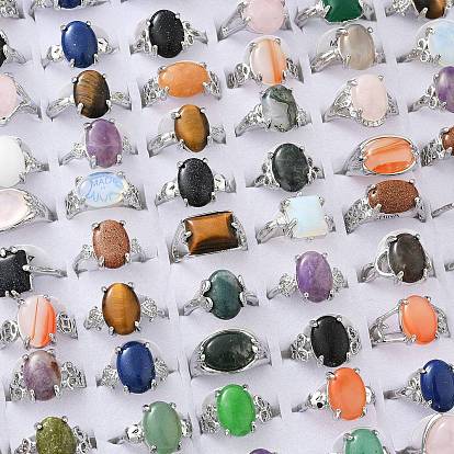 Природные и синтетические Gemstone кольца, с латунной фурнитурой 