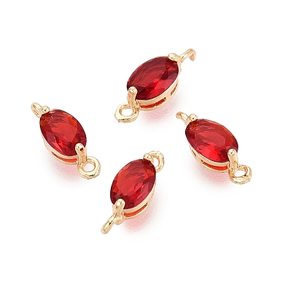 Латунные стеклянные граненые овальные звенья-подвески, золотой свет