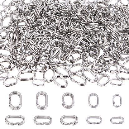 250 pièces 5 styles 304 anneaux brisés ovales de pêche en acier inoxydable, anneau double de connexion d'appât