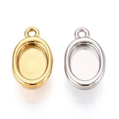 304 Настройки кабошон из нержавеющей стали кулон, овальные