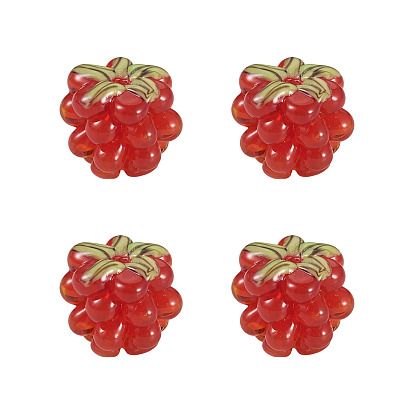 4 бусины лэмпворк ручной работы, малина