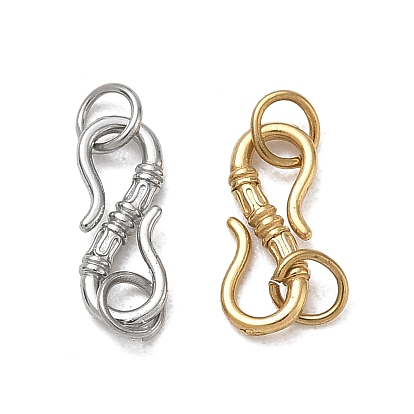 SHEGRACE 304 Stainless Steel S-Hook Clasps, with Double Jump Rings