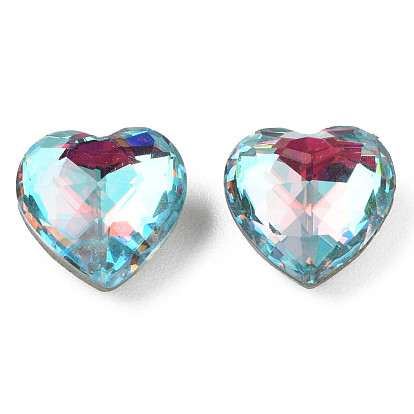 Glass Rhinestone Cabochons, Nail Art Decoration Accessories, Faceted, Heart