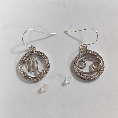 Brass Micro Pave Cubic Zirconia Dangle Earring, with Sterling Silver Findings
