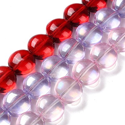 Baking Paint Glass Beads Strands, Flat Round