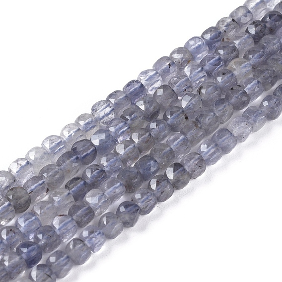 Natural Iolite/Cordierite/Dichroite Beads Strands, Faceted, Cube
