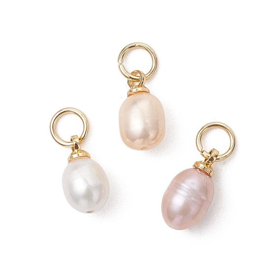 Подвески из натурального пресноводного жемчуга, Рисовые подвески с фурнитурой из нержавеющей стали, разноцветные