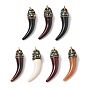Brass & Resin & Polymer Clay & Natural Shell Big Pendants, Horn Cornicello Charm