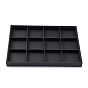 Stackable Wood Display Trays Covered By Black Leatherette, 12 Compartments