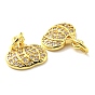 Rack Plating Brass Micro Pave Clear Cubic Zirconia Charms, with Jump Ring, Pumpkin Charm