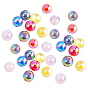 30Pcs UV Plating Opaque Acrylic Beads, Iridescent, Round