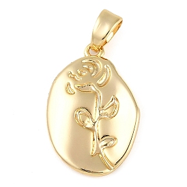 Rack Plating Brass Pendants, Lead Free & Cadmium Free, Flower Charms