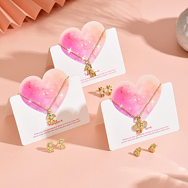 Комплекты из серег-гвоздиков и ожерелий с подвесками из латуни и кубических цирконий для женщин, золотые