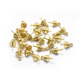 Brass Cup Pearl Peg Bails Pin Pendants, For Half Drilled Beads