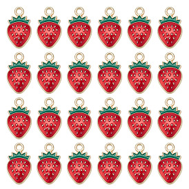 100 шт. Подвески из сплава эмали, клубничное очарование, золотые