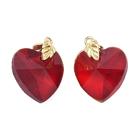 Латунь стекло кулоны, шарма сердца, долговечный, стойки покрытие, без свинца и без кадмия, граненые