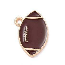 Alloy Enamel Pendants, Light Gold, Cadmium Free & Lead Free, Rugby Charm