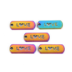 Alloy Charms, Cadmium Free & Nickel Free & Lead Free, Oval with Love