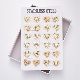 304 Stainless Steel Stud Earrings, Hypoallergenic Earrings, Heart