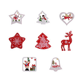 Wooden Ornaments, Christmas Tree Hanging Decorations, with Jute Twine, for Christmas Party Gift Home Decoration