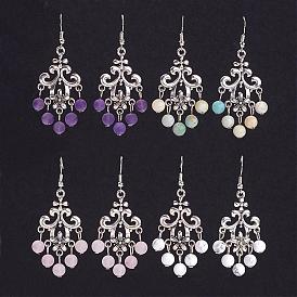 Boucles d'oreilles pierres précieuses de lustre, avec les accessoires en alliage